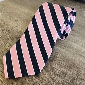 Pink and Navy Blue Striped Men's Tie